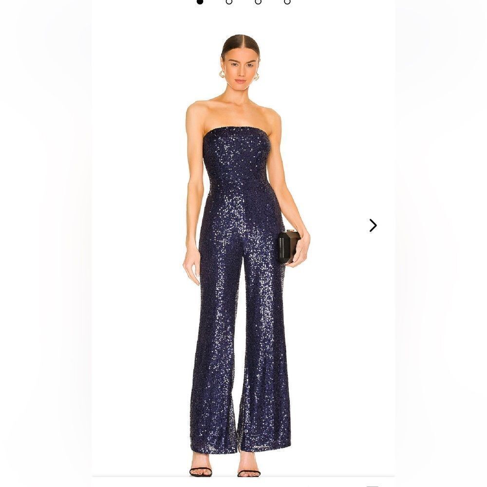 Lovers + Friends Lyon jumpsuit royal blue sequin wide leg party dress Revolve M